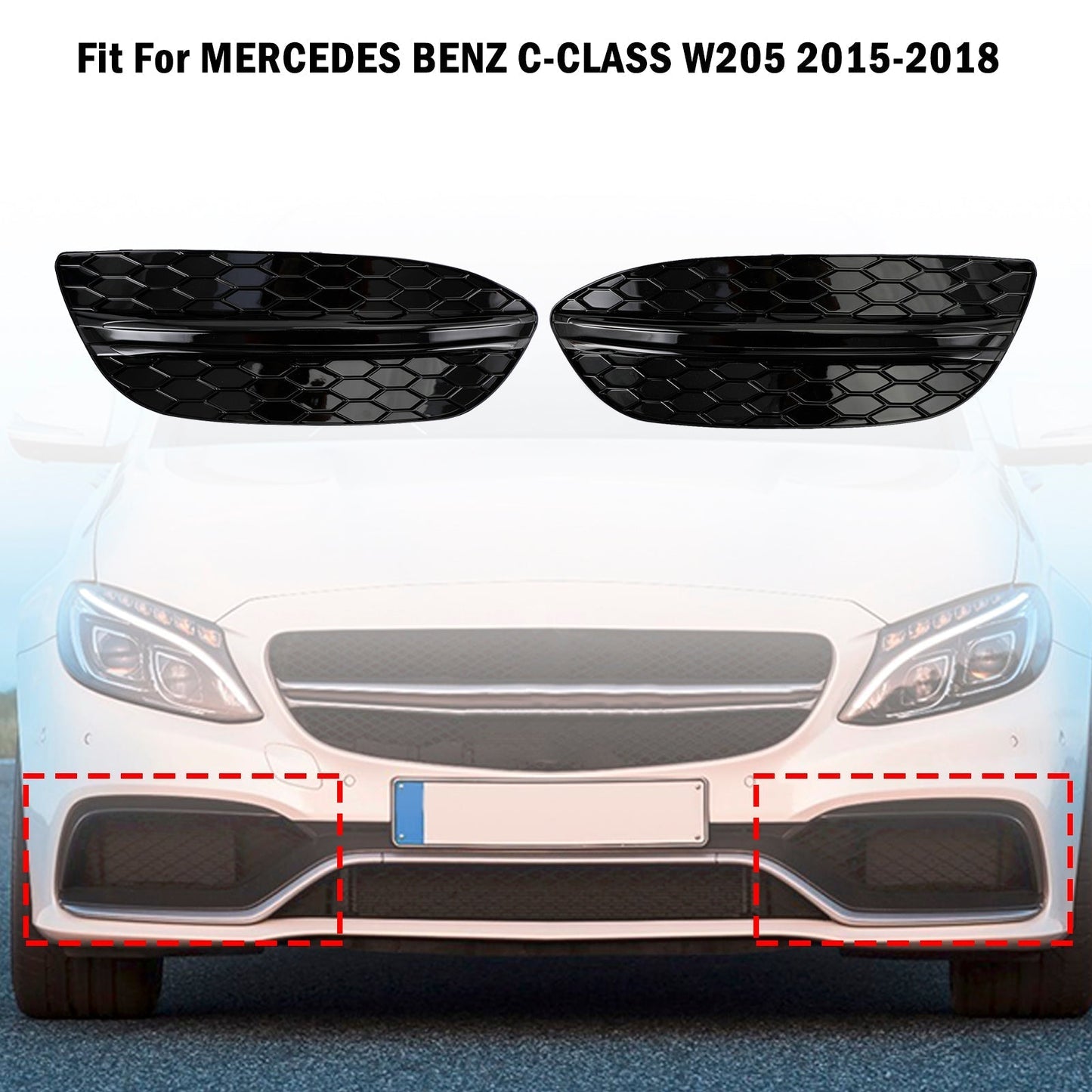 Mercedes Benz 2015-2018 C-Class W205 Base Sedan 14475205 2PCS Front Fog Light Cover