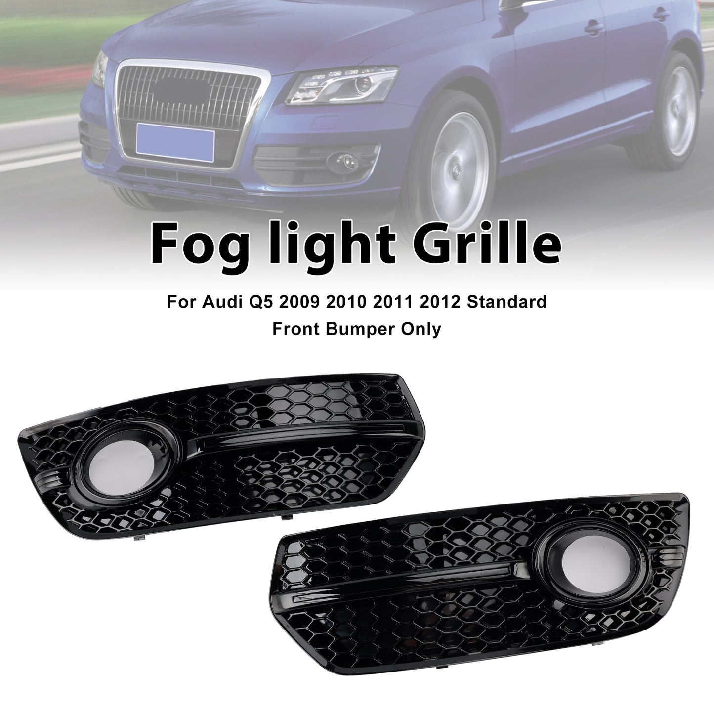 2009-2012 2PCS Front Bumper Grill Fog Light Lamp Covers Fit Audi Q5