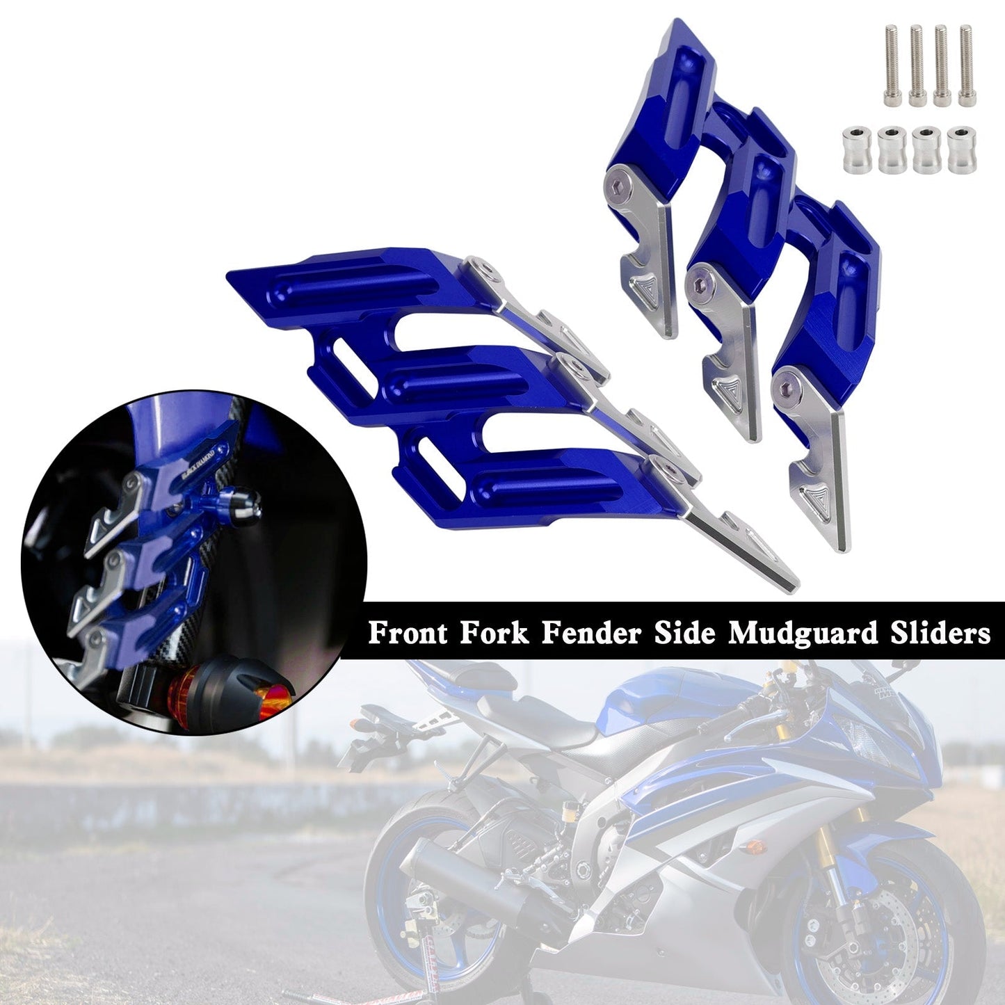 Guardabarros laterales y deslizadores de horquilla delantera CNC para Yamaha YZF-R15 V3 V4 2018-2022
