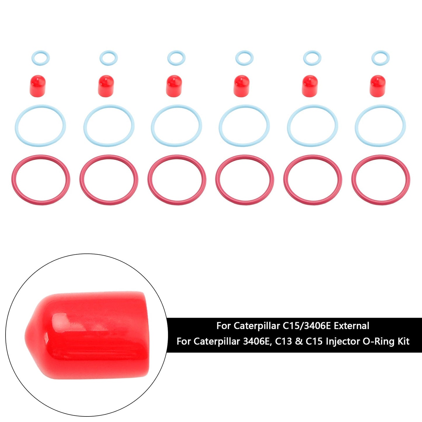 Caterpillar CAT C15/3406E External 6Pcs Fuel Injectors Seal O-Ring Kit 2481394 1895390