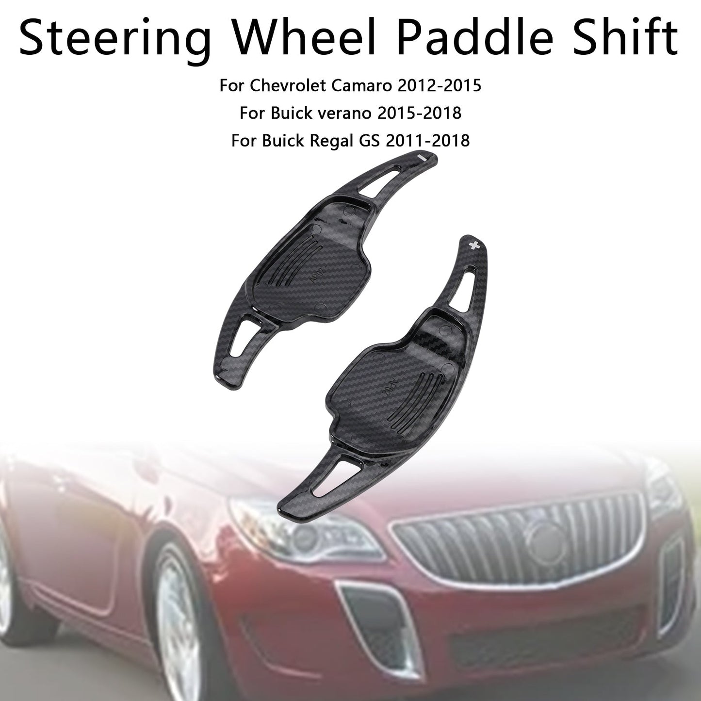 2015-2018 Buick Verano Carbon Look Steering Wheel Paddle Shifter Extension Covers
