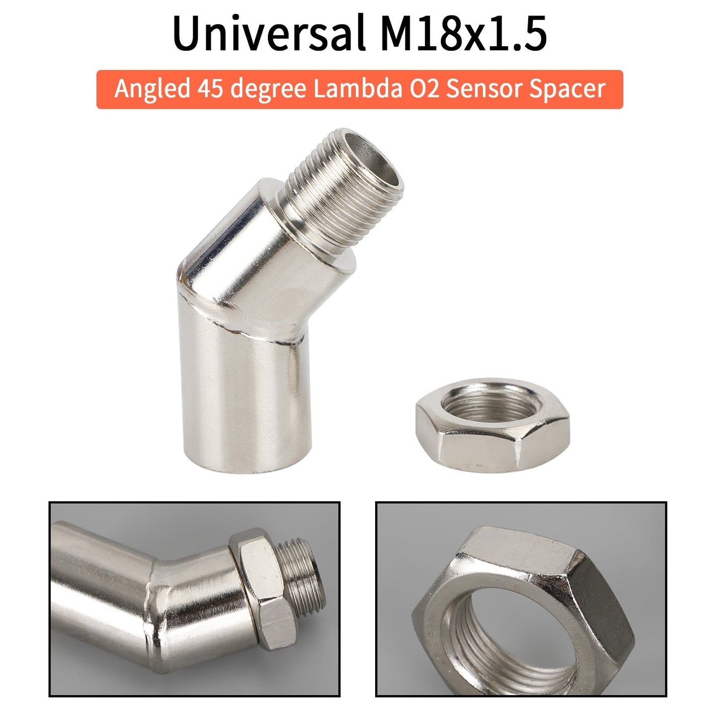 M18 X 1.5 135 Degree Catalytic Converter CEL Oxygen Sensor Extender Adapter Spacer