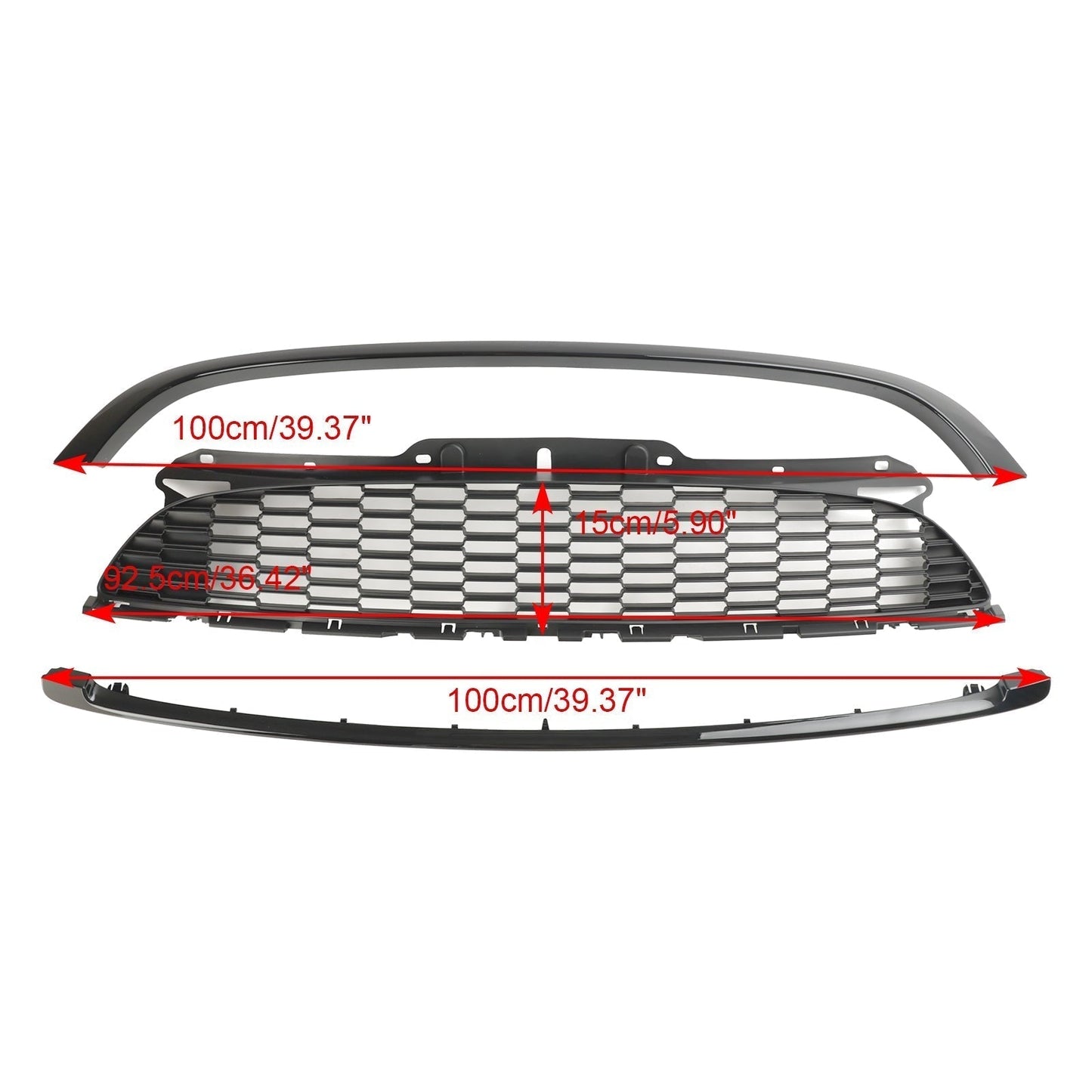 Mini 2011-2015 R58 Cooper S & JCW 2-Door Coupe 3PCS Gloss Black Front Grille Grill