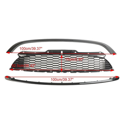 Mini 2011-2015 R58 Cooper S & JCW 2-Door Coupe 3PCS Gloss Black Front Grille Grill