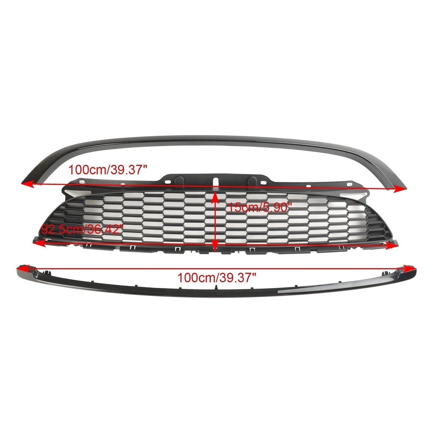 Mini 2012-2015 R59 Cooper S & JCW 2-Door Roadster 3PCS Gloss Black Front Grille Grill