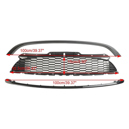 2009-2013 Mini R57 Cooper S & JCW 2-Door Convertible 3PCS Gloss Black Front Grille Grill