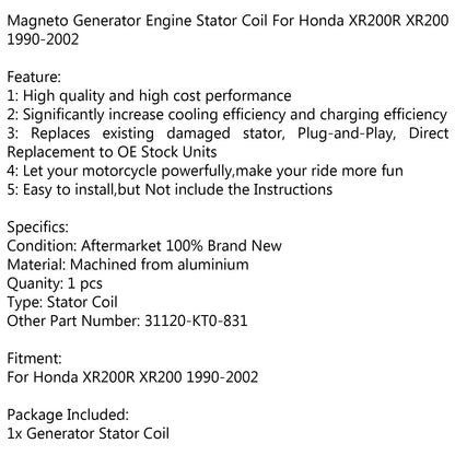 Generator Stator Coil 31120-KT0-831 For Honda XR200R XR200 1990-2002 via fedex