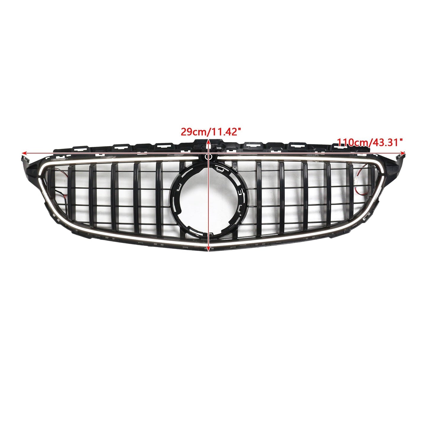 2015-2021 Mercedes Benz C-Class W205 C200 C250 C300 C350 Black Front Bumper Grill Grille W/LED