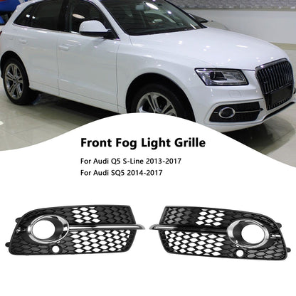 2014-2017 Audi Q5 S-Line SQ5 Front Bumper Fog Light Grill Black Chrome Grille