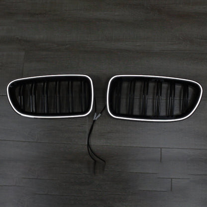 01.2009-10.2016 BMW 5-Series F10 Kidney Bumper Grill Grille Gloss Black 51137203649 51137203650