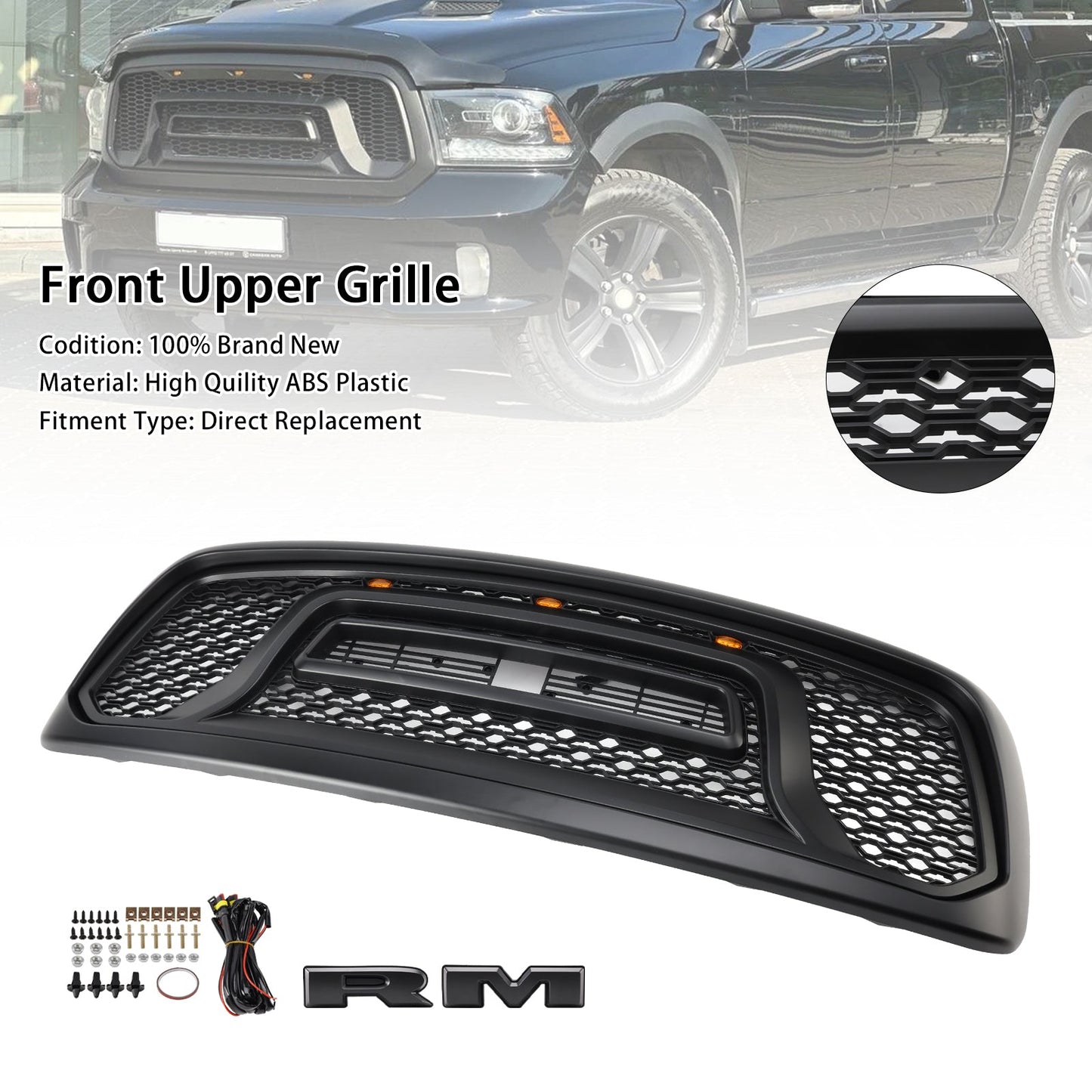 2002-2005 Dodge RAM 1500 Rebel Style Front Bumper Grill Grille