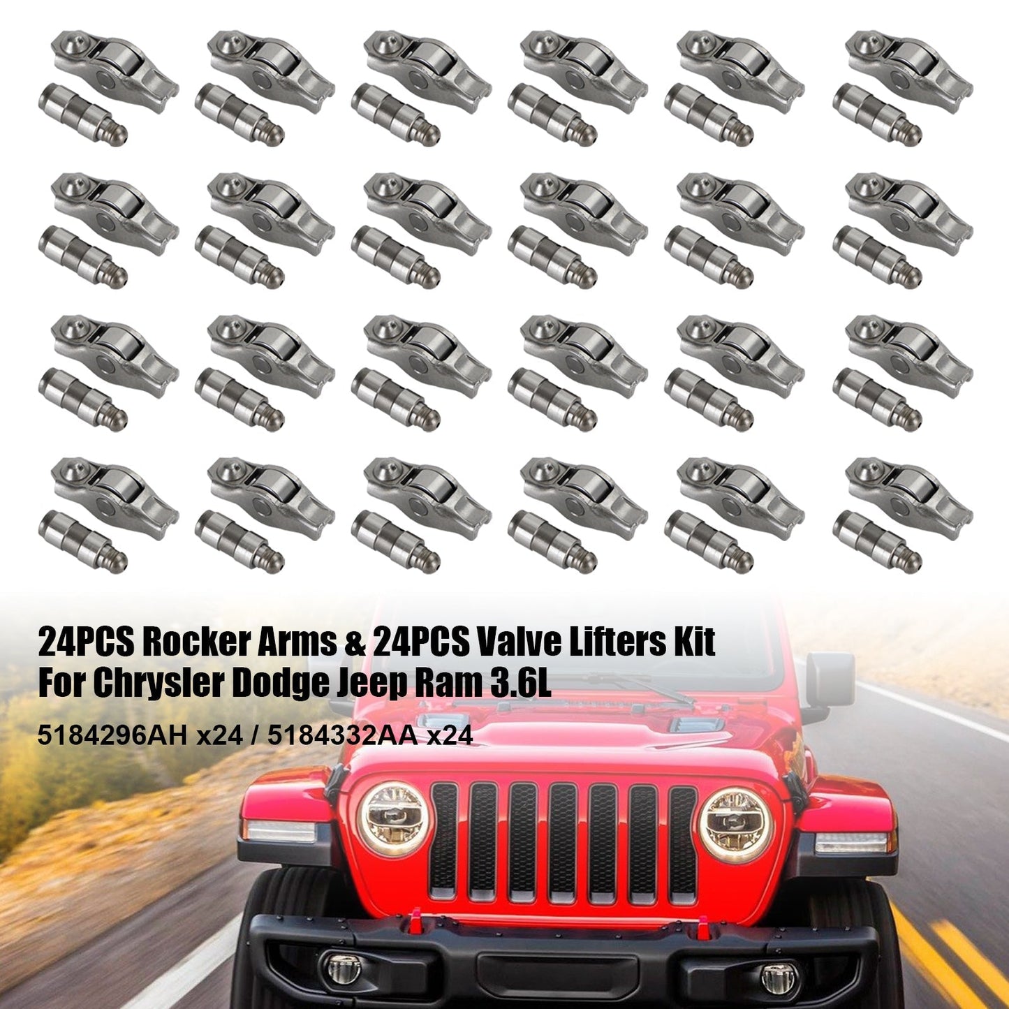 2011-2020 Dodge Challenger 3.6L engines 24PCS Rocker Arms 5184296AH & Valve Lifters 5184332AA