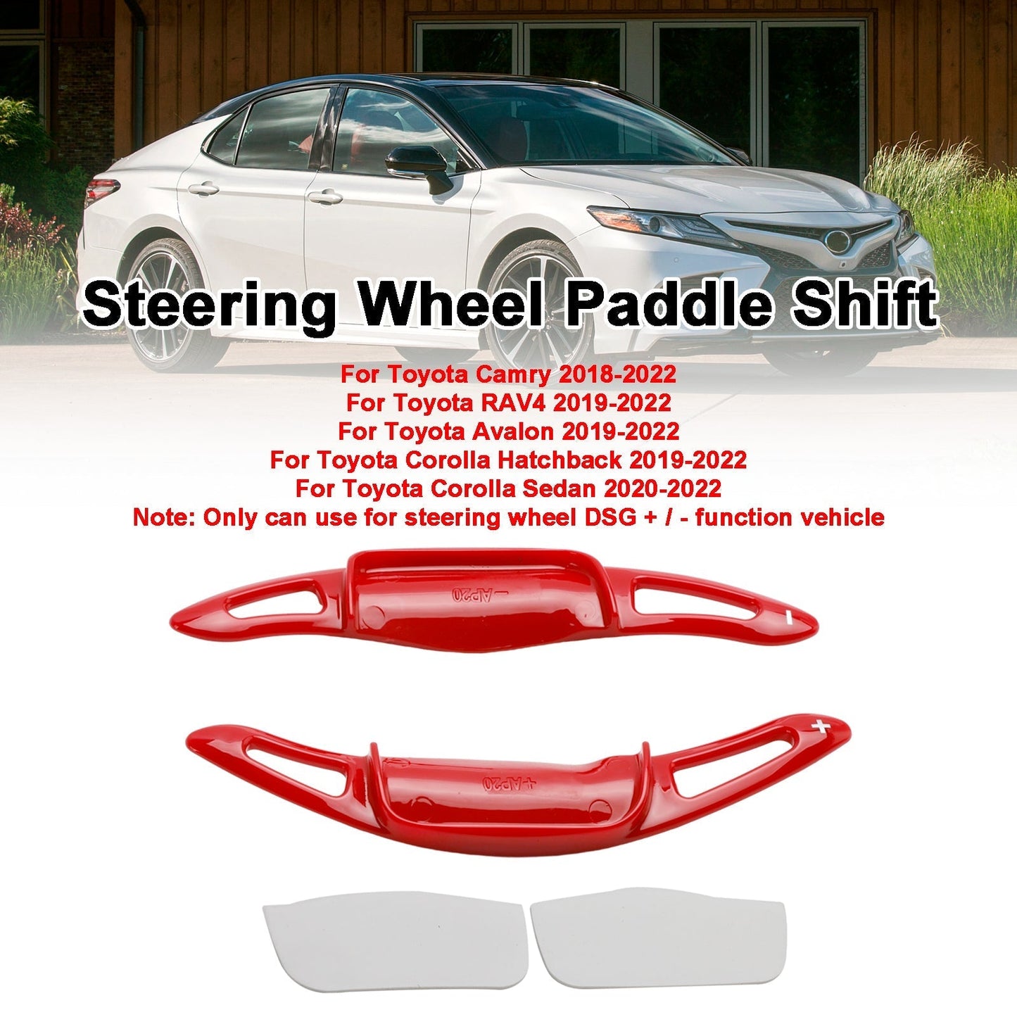 2019-2022 Toyota RAV4 Avalon 2Pcs Red Steering Wheel Paddle Shifter Extension