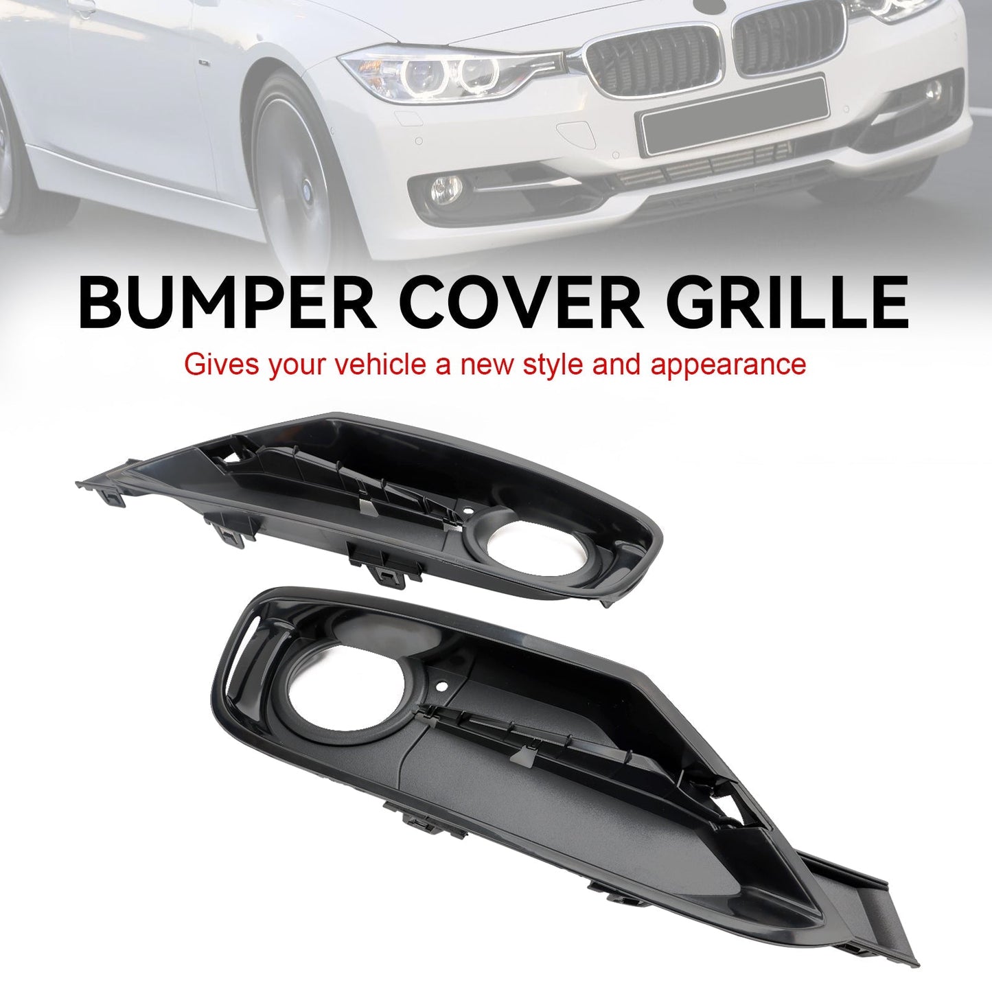 2014-2015 BMW 3 Series 328d 328d xDrive 2PCS Front Bumper Fog Light Grille Covers