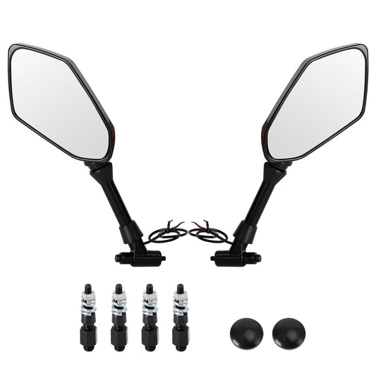 Paire de rétroviseurs LED noirs M8/M10 avec clignotants pour Aprilia