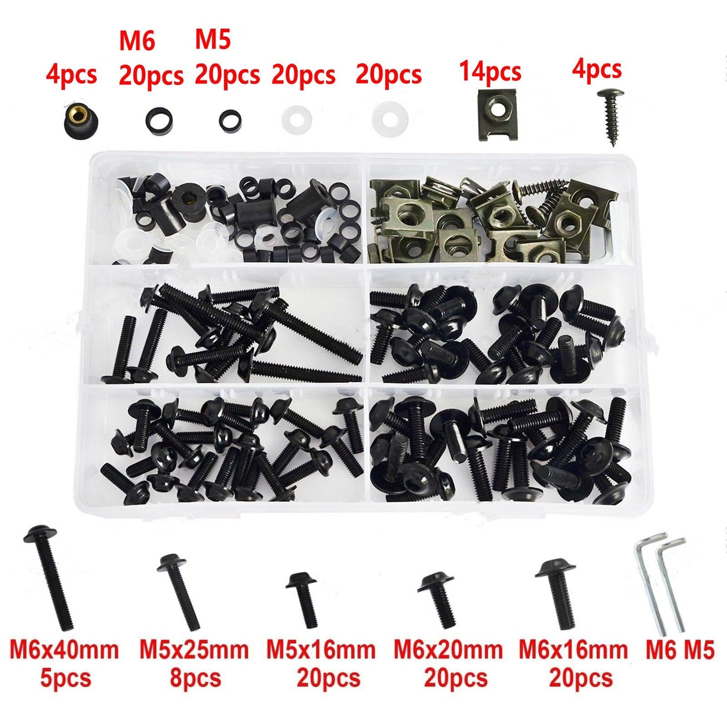 Honda Yamaha Suzuki Kawasaki 177PCS Fairing Bolt Kit Bodywork Screws
