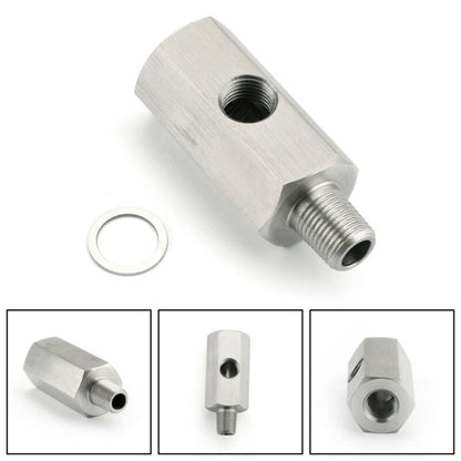 1/8" BSPT Oil Pressure Sensor Tee to NPT Adapter Turbo Supply Feed Line Mete