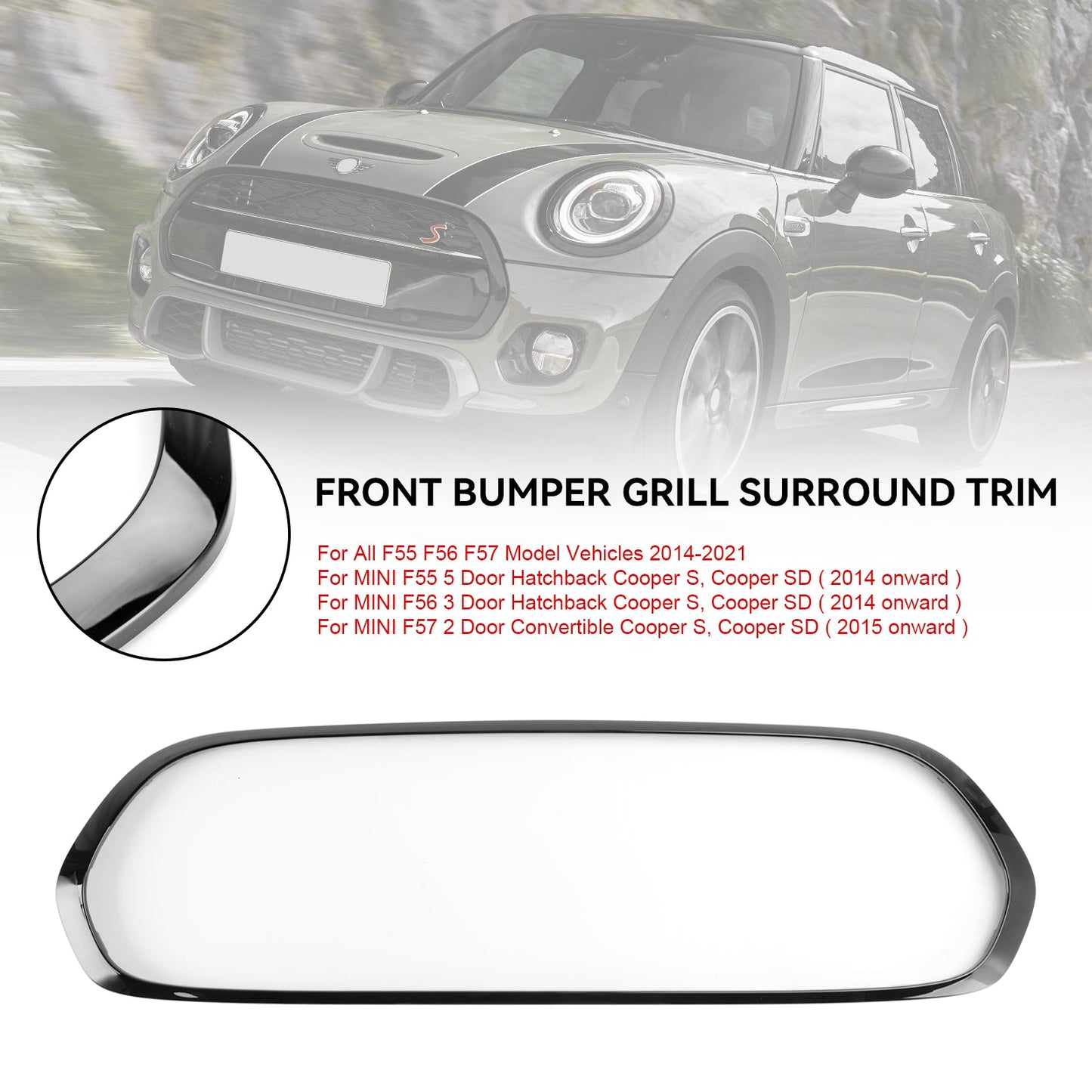 2014-2021 Mini F55 5 Door Hatchback Cooper S, Cooper SD Front Grill Grille Surround 51137449207 Generic