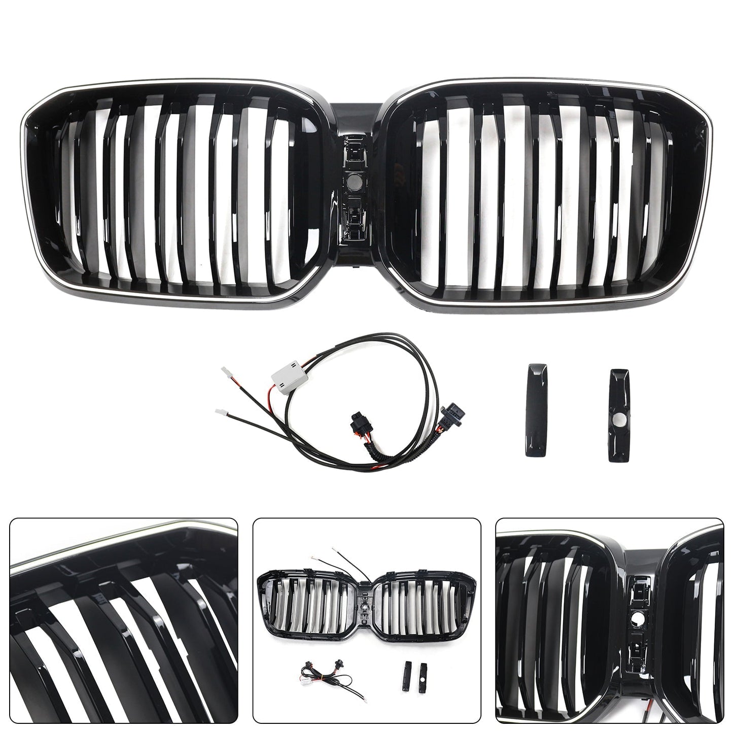 2022-2025 BMW X3 G01 X4 G02 Double Slat Glossy Black Bumper Kidney Grille