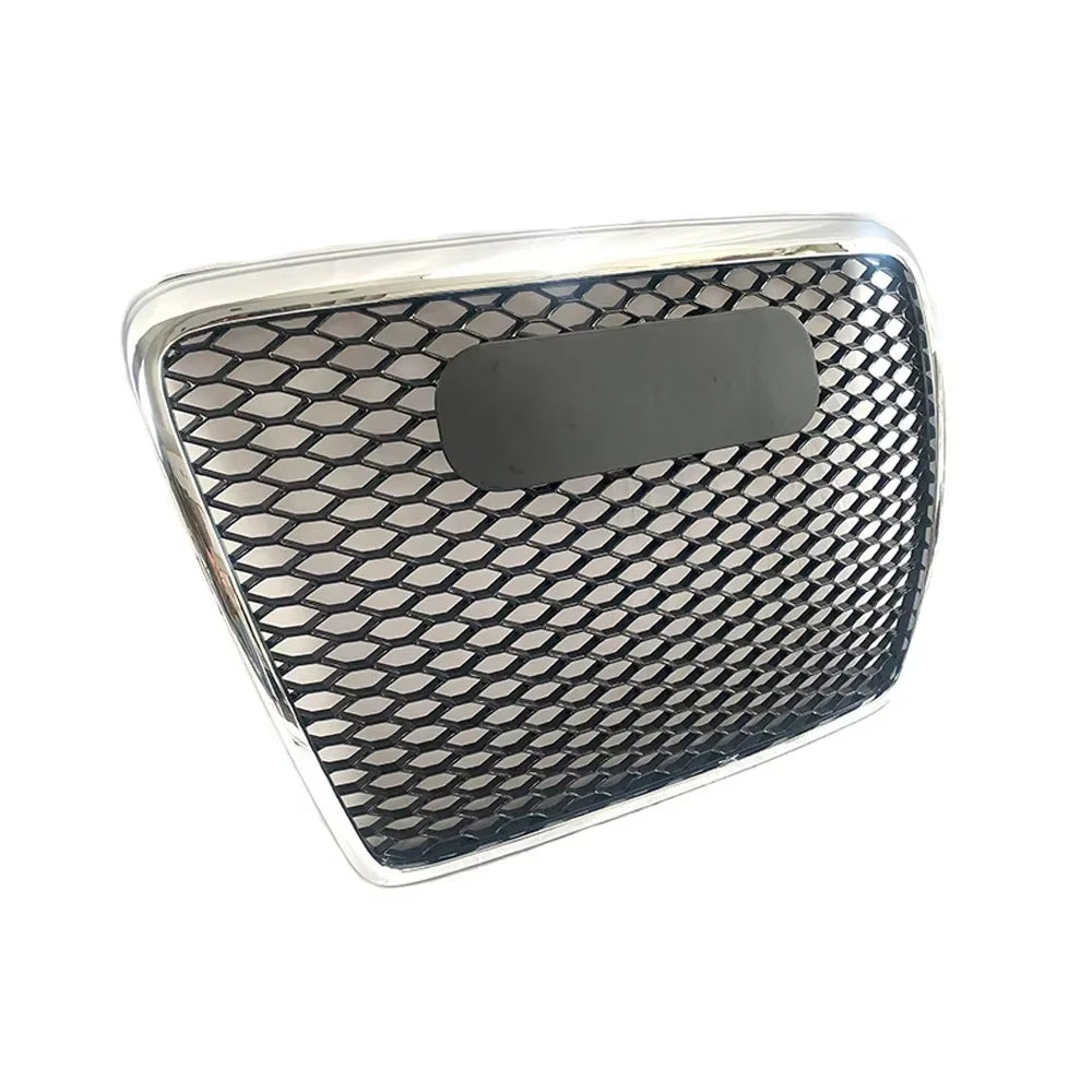 Parrilla superior de alta calidad estilo RS para Audi 2005-2011 A6 S6 C6 a RS6 con molduras en negro, cromo y plata.