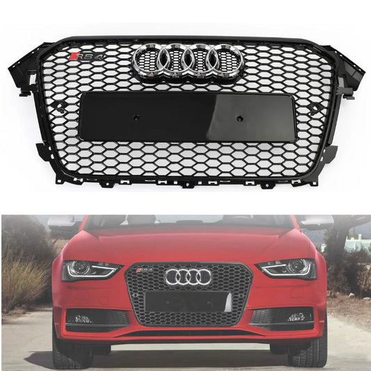 RS4 Style Gloss Black Mesh Grill For 2012-2016 Audi A4 A4 Sline S4 Front Bumper Grill Replacement