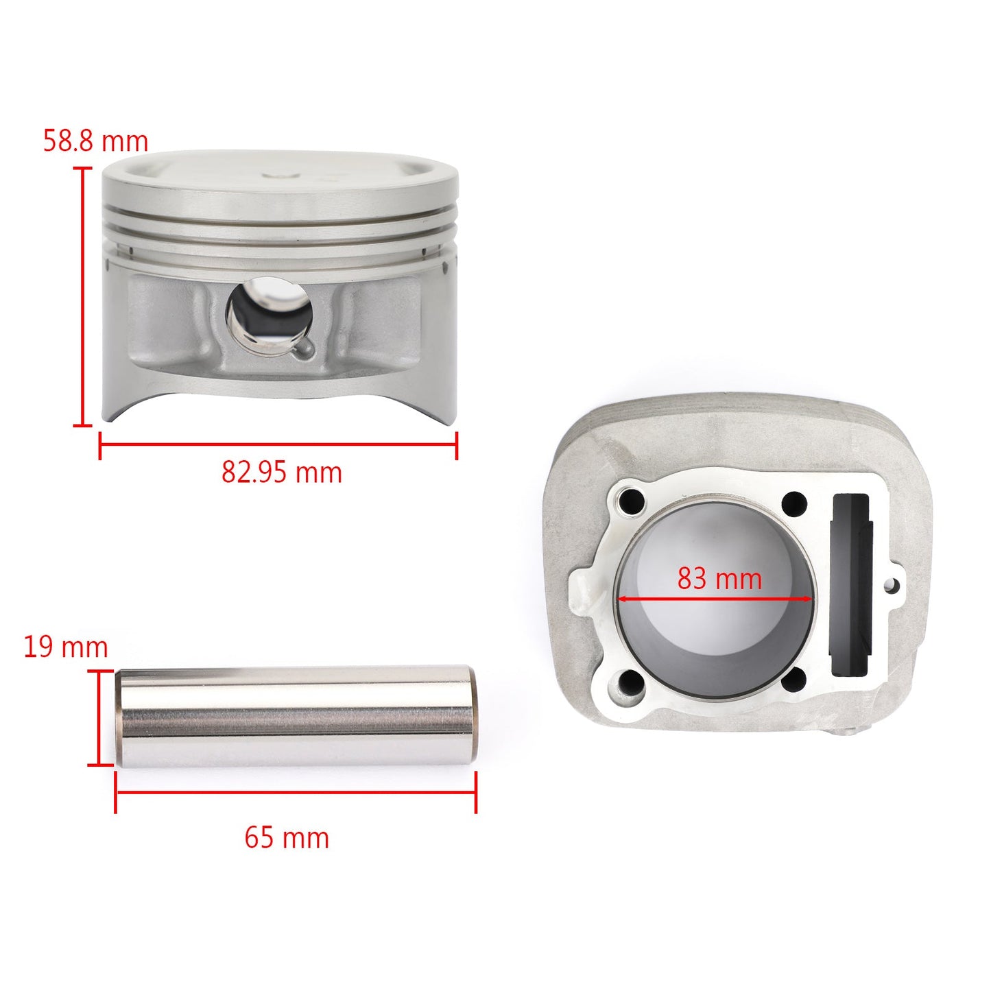 Kit de joints de piston et de cylindre STD 83 mm 348 cm³ pour Yamaha Raptor 350 (YFM350R) 04-13 et Bruin 350 4x4 (YFM350FA) 04-06