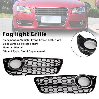 2PCS Honeycomb Front Fog Lamp Cover Grille Grill Fit Audi A5 2007-2011