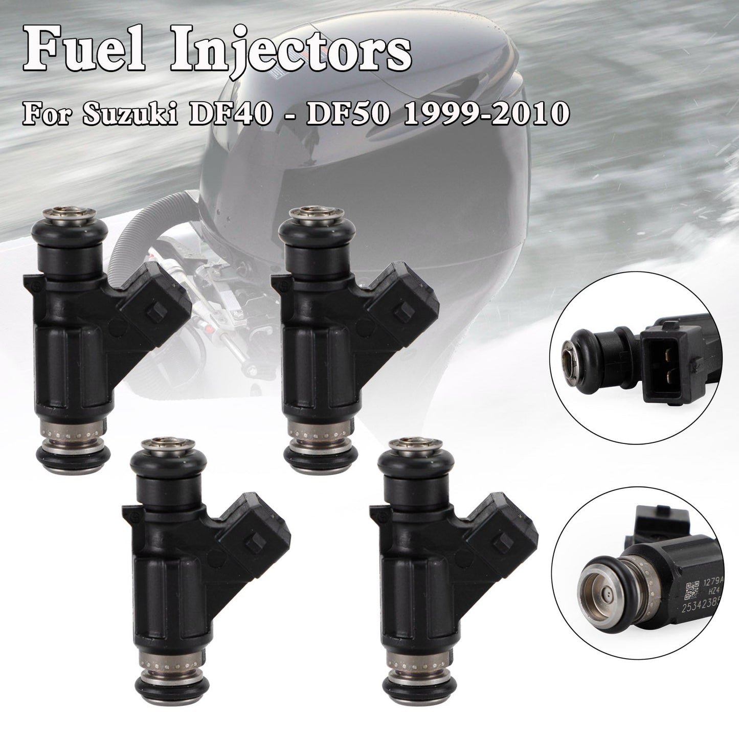 4 inyectores de combustible 25342385 para Mercury Marine EFI de 4 tiempos, 30, 40, 50 y 60 HP