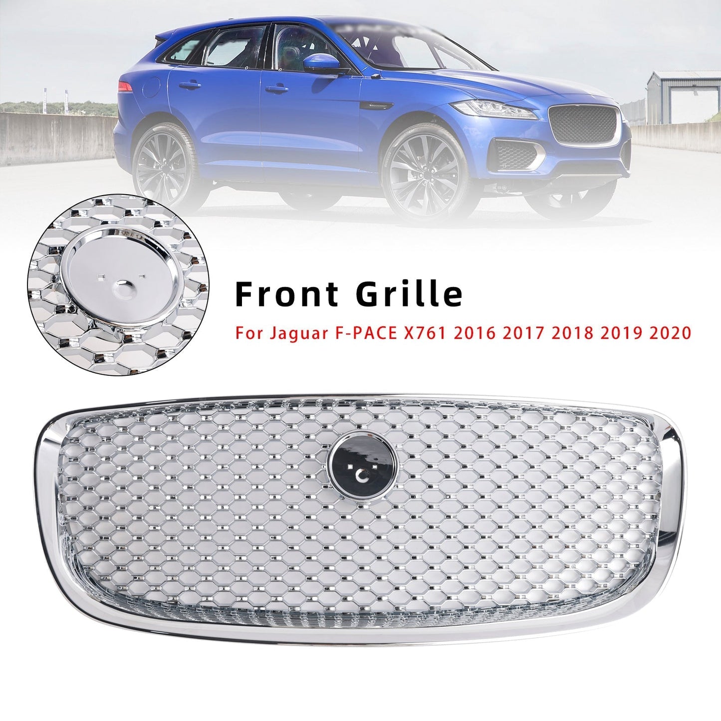 2016-2020 Jaguar F-Pace X761 Chrome Front Bumper Grill Grille