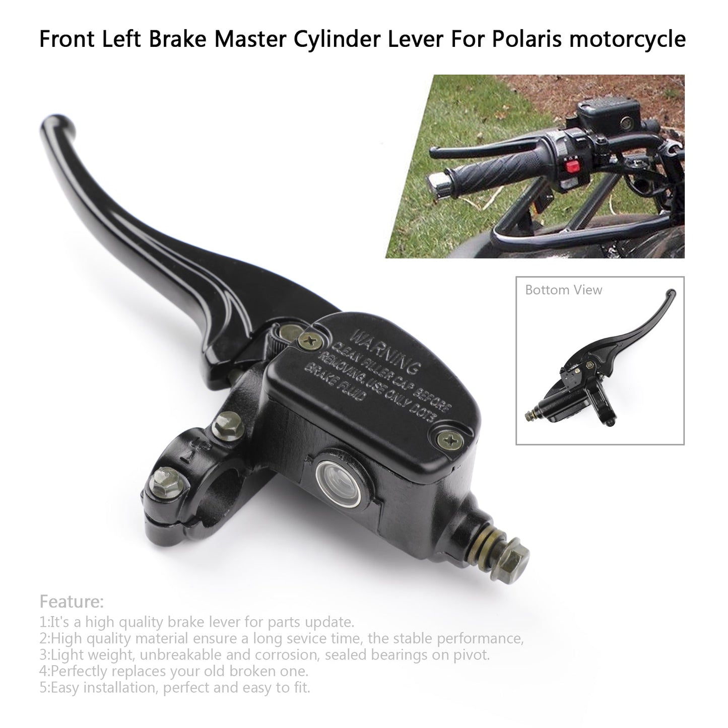 Levier de maître-cylindre de frein avant gauche pour Polaris Sportsman XP 850 2009-2014 Scrambler 500 4x4 2003-2012 Big Boss 400L 6X6 1994-1997 Trail Blazer 330 2008-2013