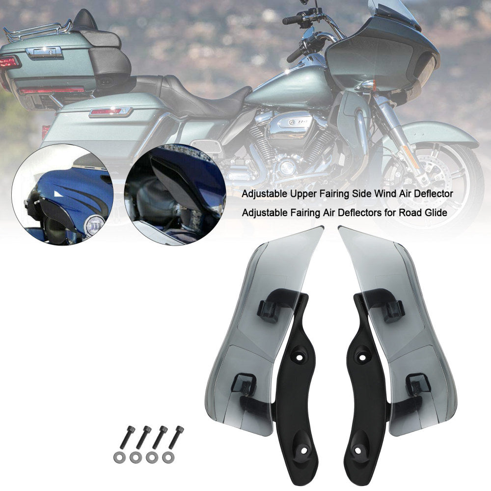 2015-2016 Harley Road Glide CVO Ultra FLTRUSE Left & Right Adjustable Upper Fairing Side Wind Air Deflector