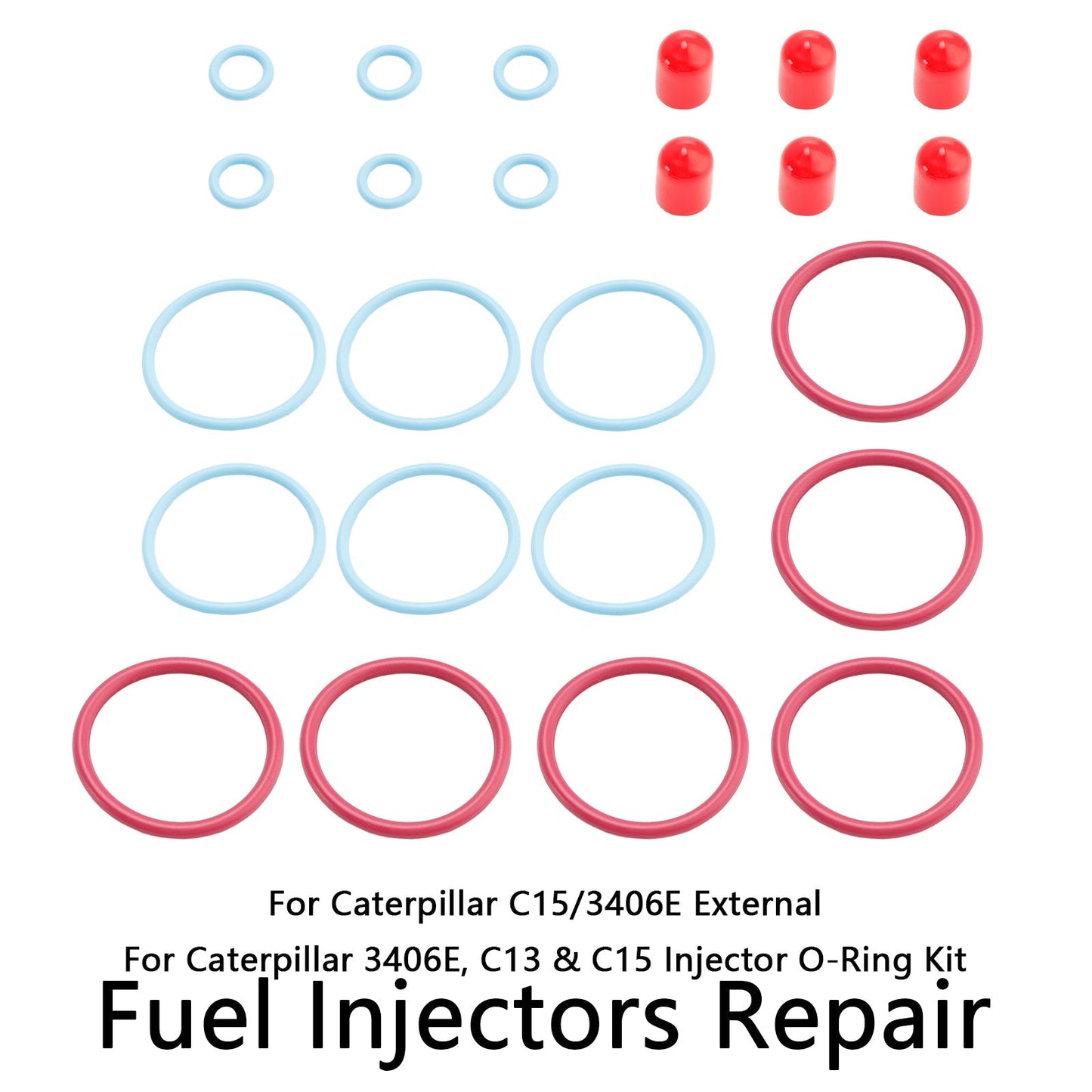 Caterpillar CAT C15/3406E External 6Pcs Fuel Injectors Seal O-Ring Kit 2481394 1895390