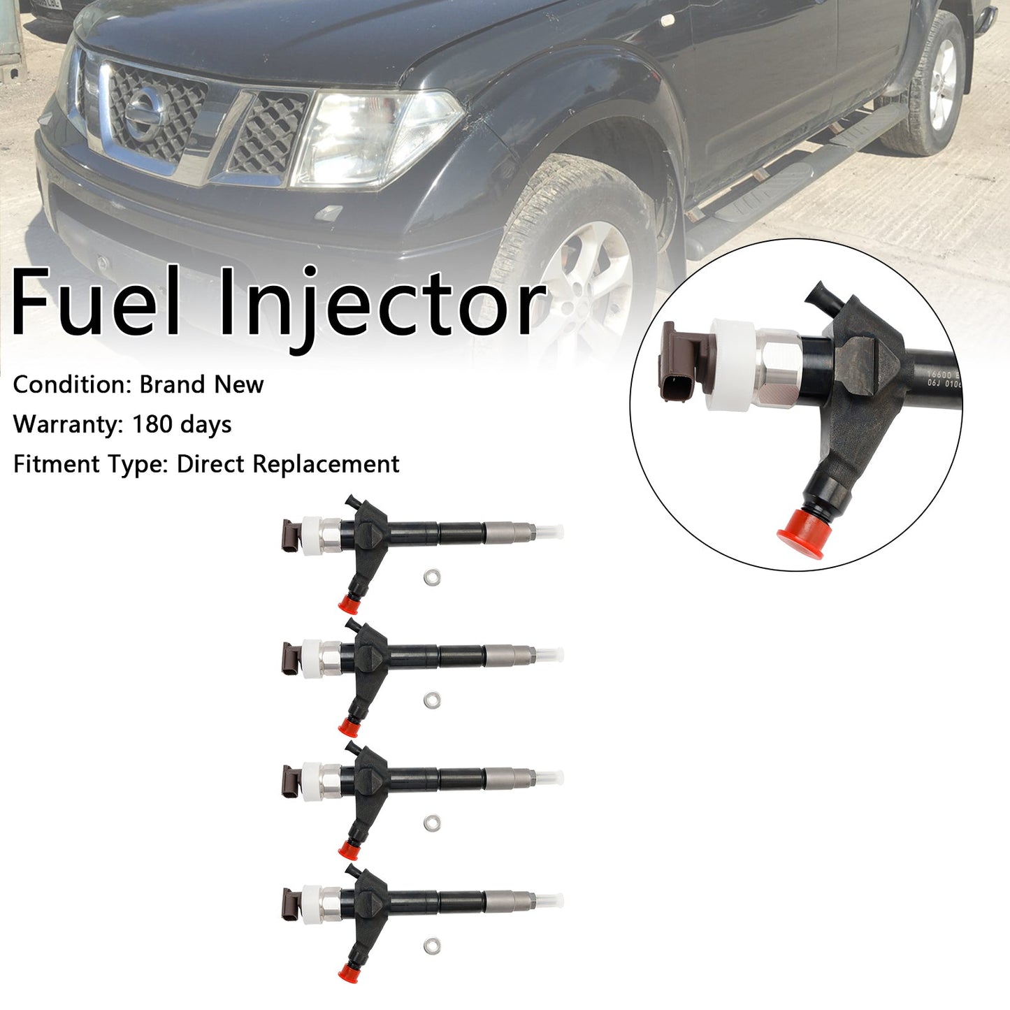 Injecteur de carburant diesel Nissan Navara D22 D40 Pathfinder 4 pièces 095000-6250 16600-EB70A