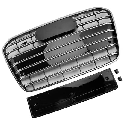 S6 Style Front Bumper Grill Grille Fit Audi A6 C7 2012-2015 Chrome