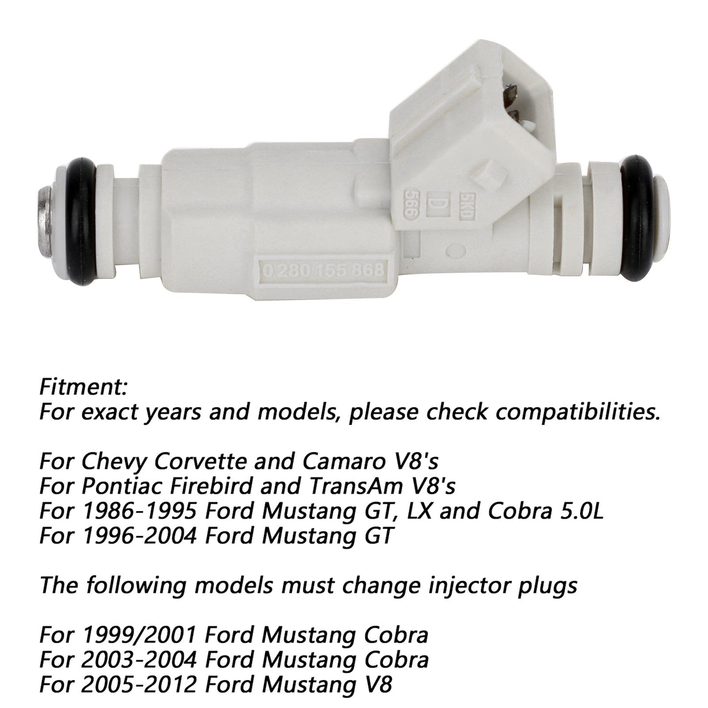 8PCS 36lb Injecteurs de carburant 0280155737 Compatible avec Ford Fit GM LS1 LT1 5.0L 5.7L 380CC 0280155811 0280155737