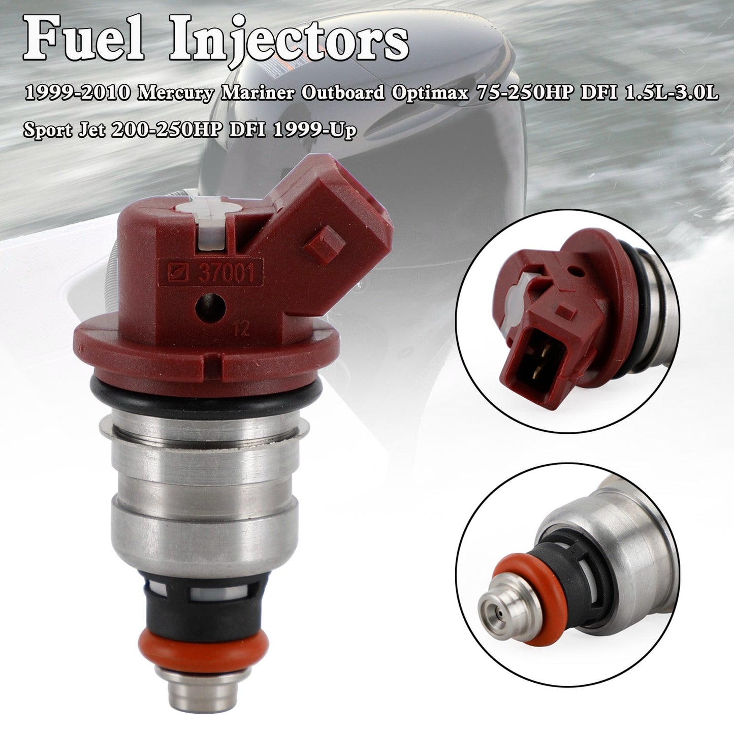 Inyectores de combustible para motores fueraborda Mercury Mariner Optimax 75-250 HP DFI 1.5L-3.0L 99-10: 37001 / 75-90-115-200-225 / 804528