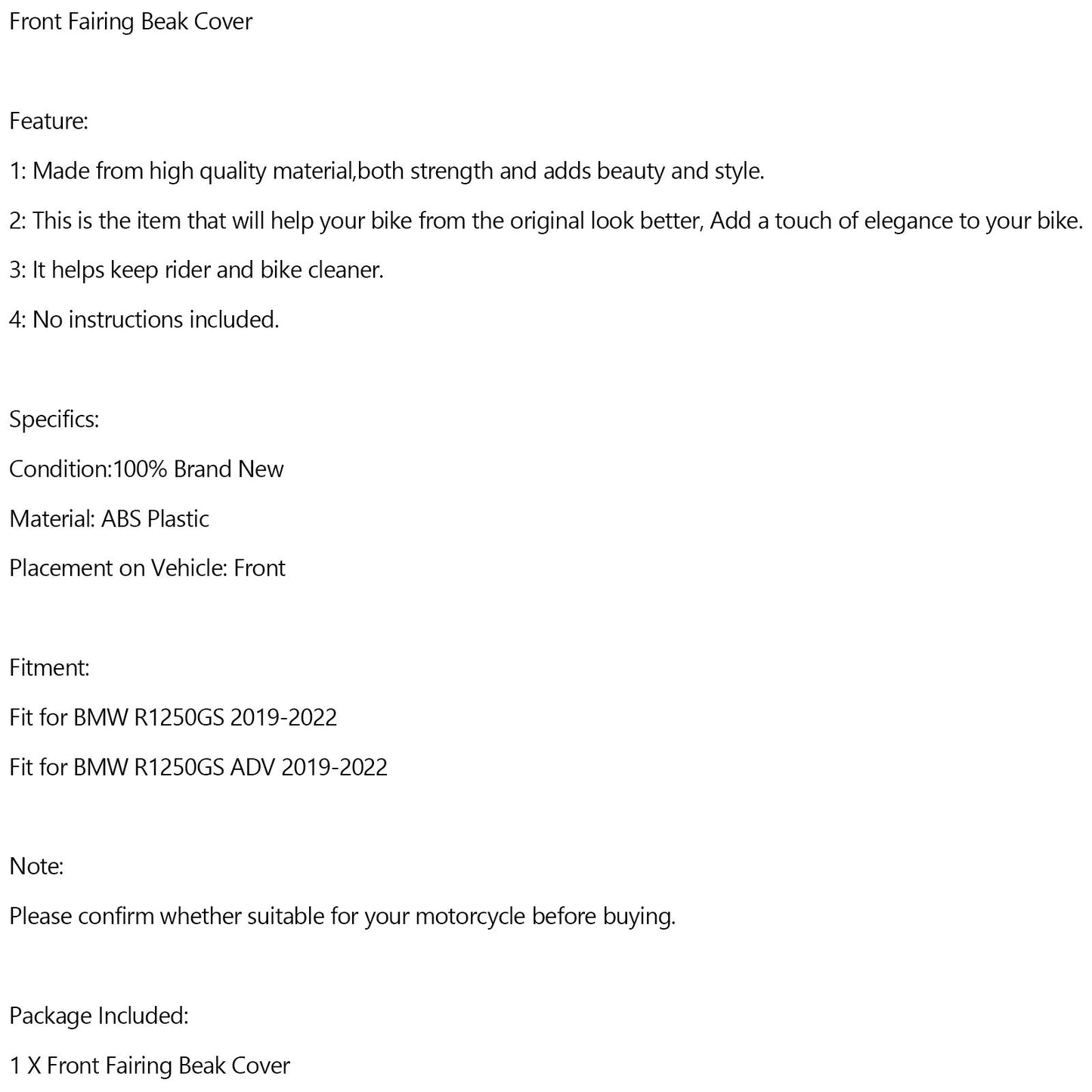 Carénage avant et garde-boue pour BMW R1250GS / ADV 2019-2022