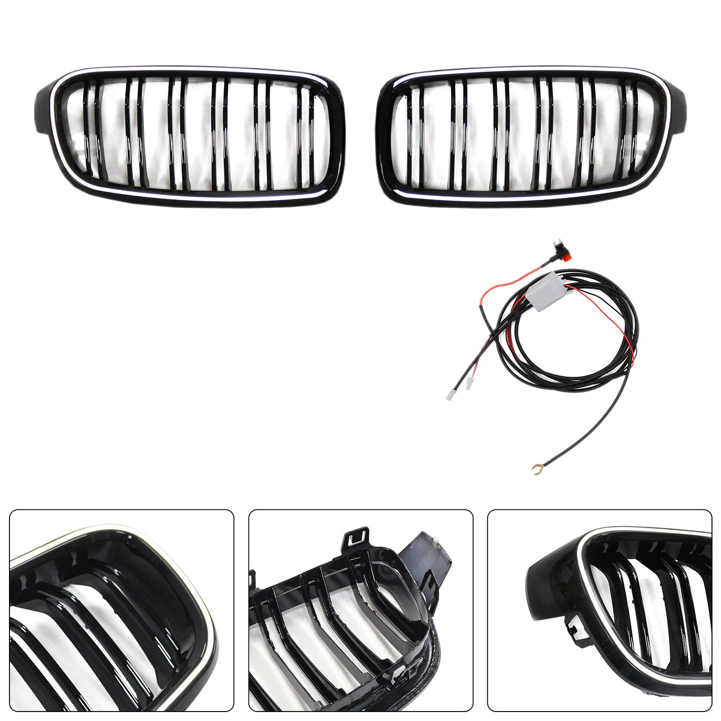 2012-2019 Double Slat Front Kidney Grille Grill Fit BMW 3 Series F30 F31 F35