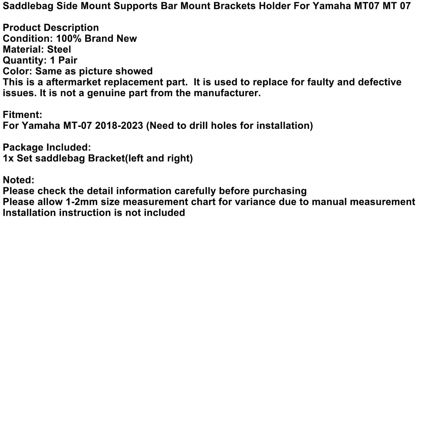 Luggage Rack Side Saddle Bag Mount Bracket Fit For For Yamaha Mt-07 18-22 19 20 21