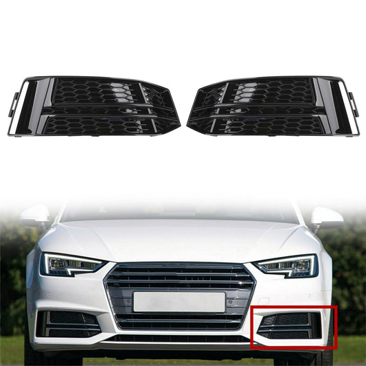 2016-2018 Audi S4/A4 B9 S-LINE 8W0807681F 8W0807682F 2PCS Black Front Fog Light Cover Bumper Grill Generic