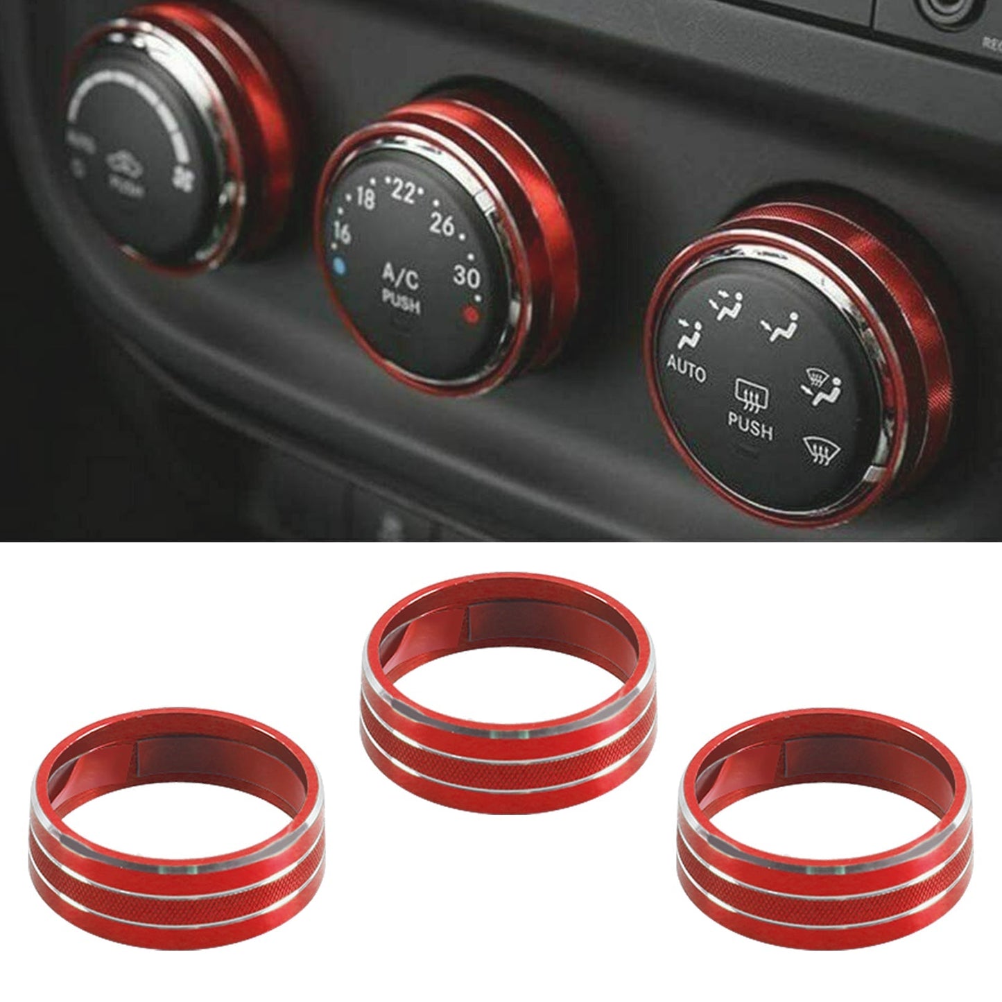 2011-2018 Wrangler JK JKU 28Pcs Red Full Set Interior Decoration Trim Kit