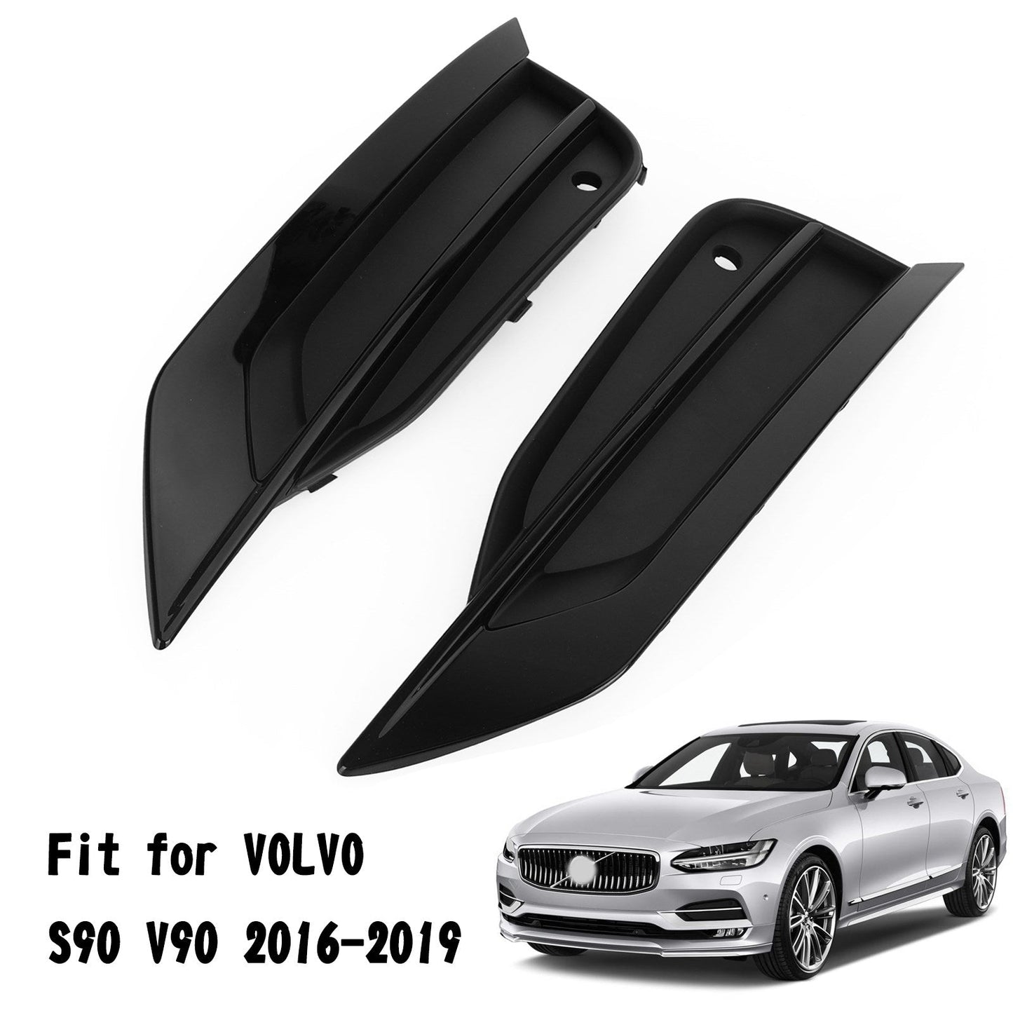VOLVO S90 V90 2016-2019 Pair Bumper Lower Grille Gloss Black 31425447 31425446 Generic