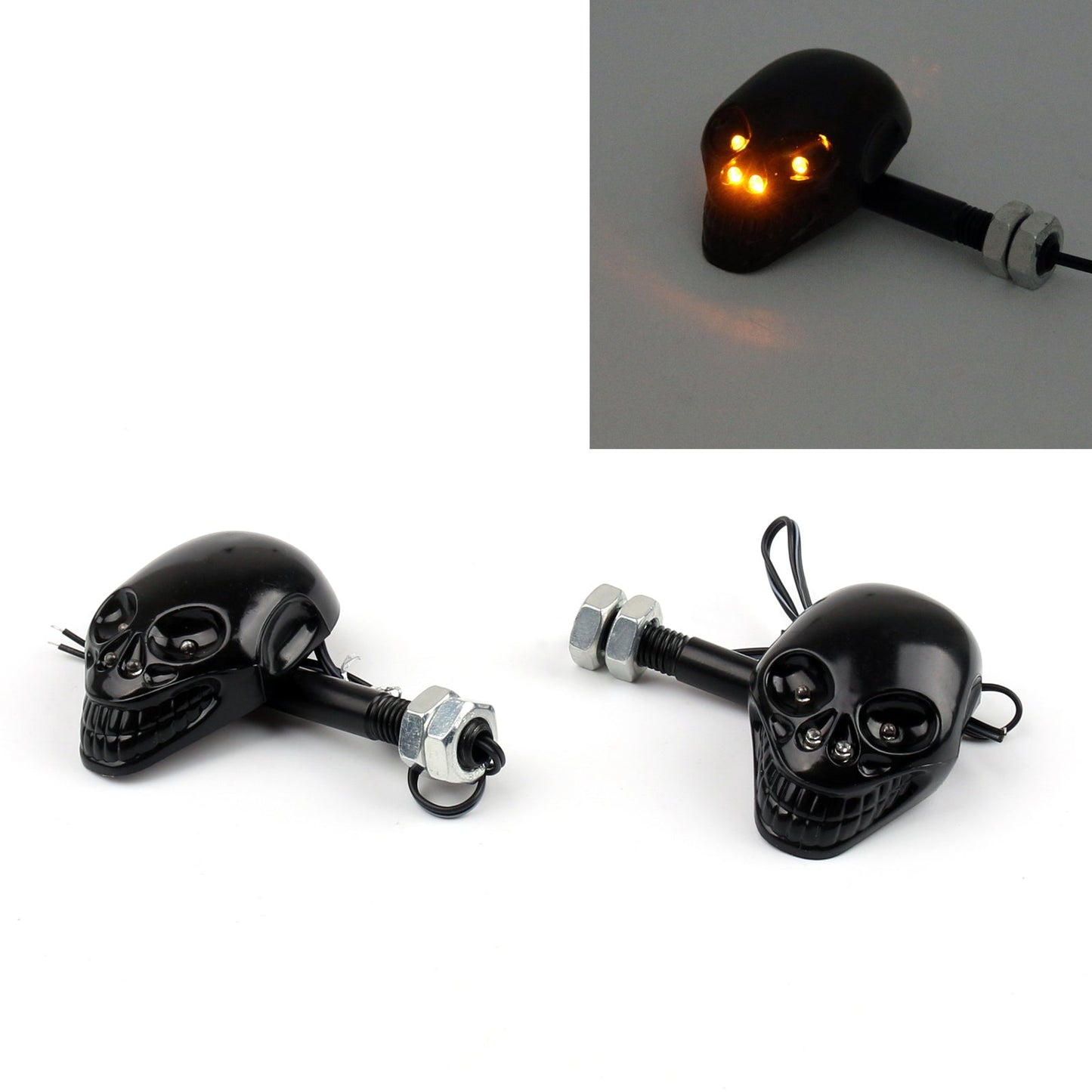 Motorcycle Skull Head Turn Signal Indicator Blinker 12V LED Light L0 Assosary