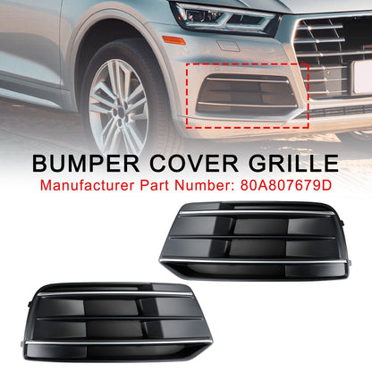 2018-2022 Audi Q5 Standard Version 2PCS Black/Chrome Front Bumper Cover Grille Bezel Insert Generic