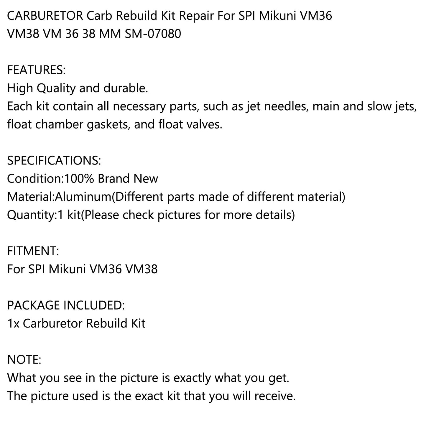 Kit de réparation de carburateur SPI Mikuni VM36 VM38 VM 36 38 MM SM-07080