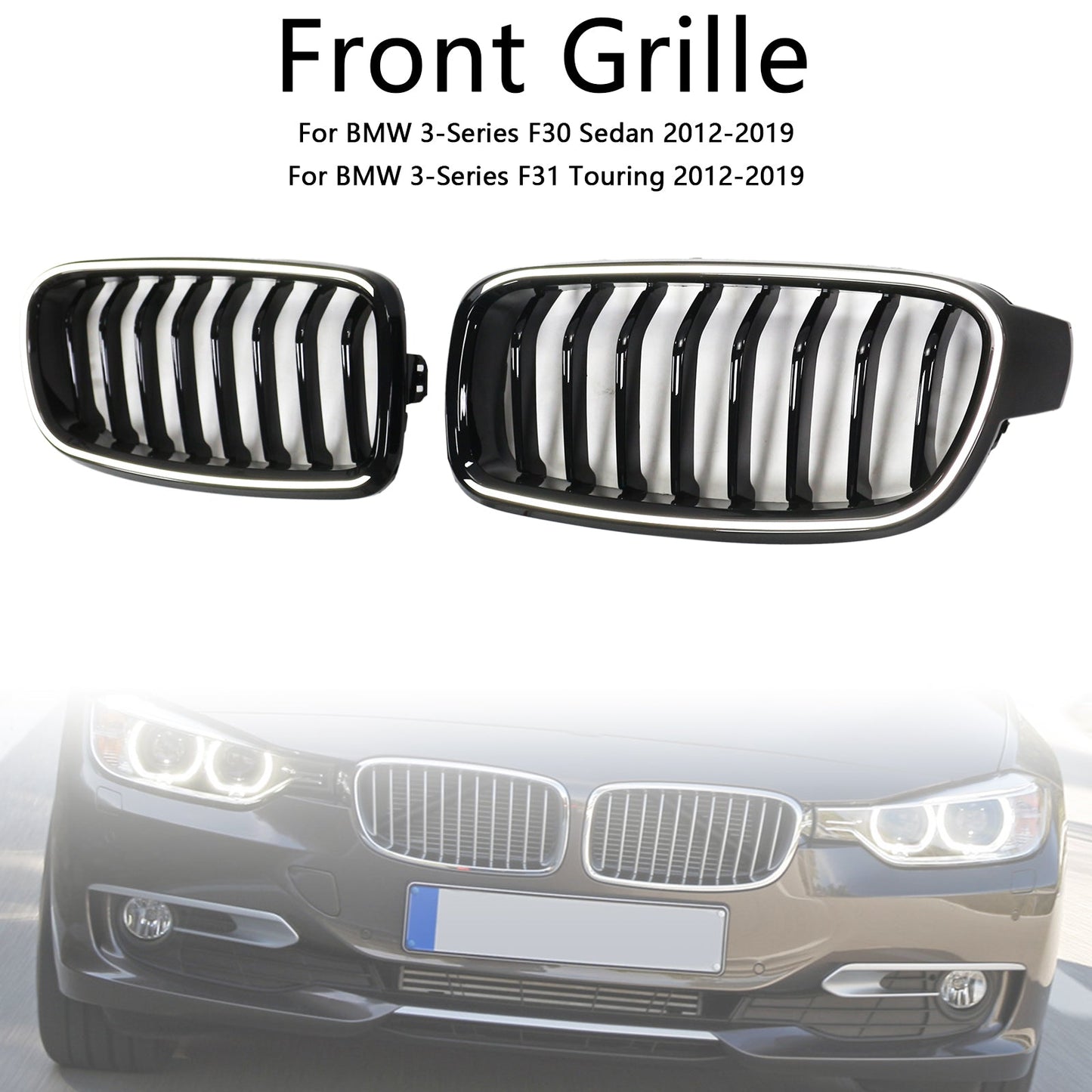 2012-2019 BMW 3 Series F30 F31 F35 Gloss Black 51137263481 Front Kidney Grille Grill