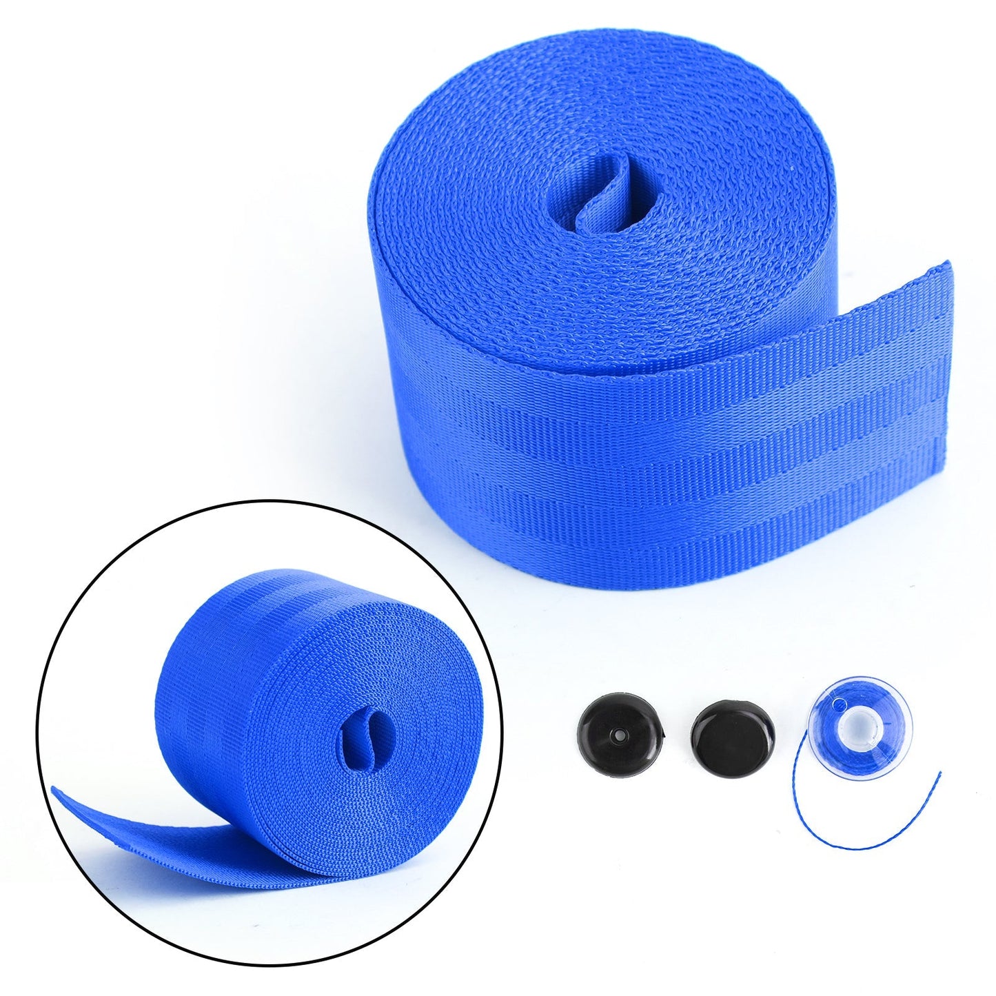 Sangle de sécurité rétractable en nylon et polyester pour ceinture de sécurité de voiture bleue