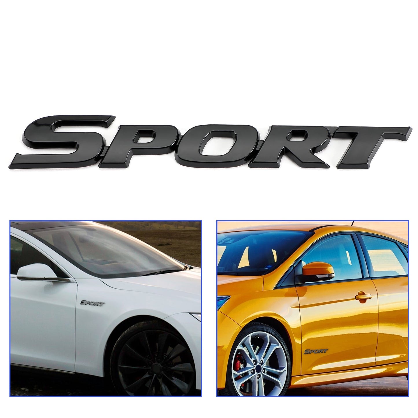 Autocollant 3D en métal avec logo sport pour coffre de voiture, hayon, noir