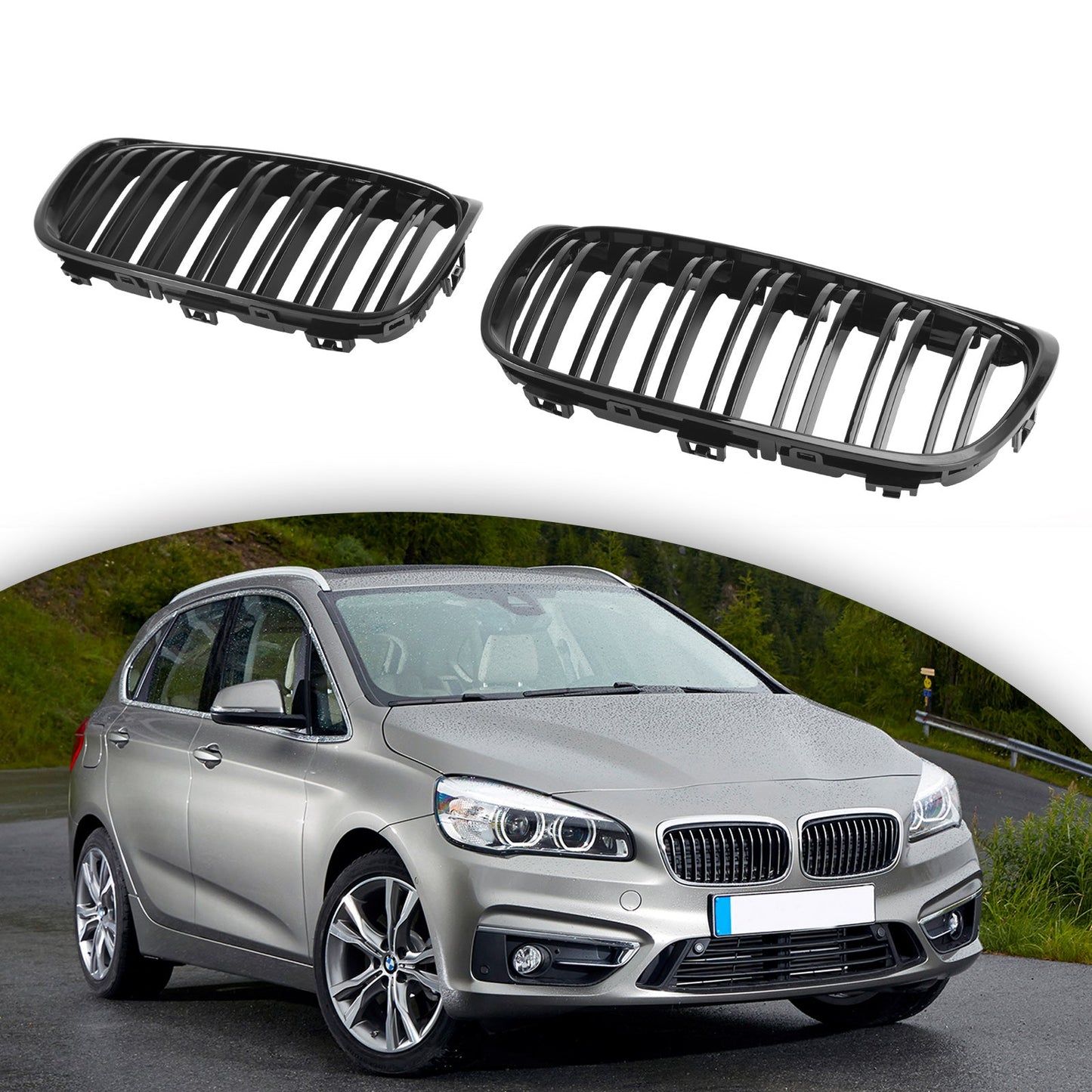 2015-2018 BMW 2 Series F45 F46 218d/220d/218i/M240i Pre-Facelift Front Grill Gloss Black Grille