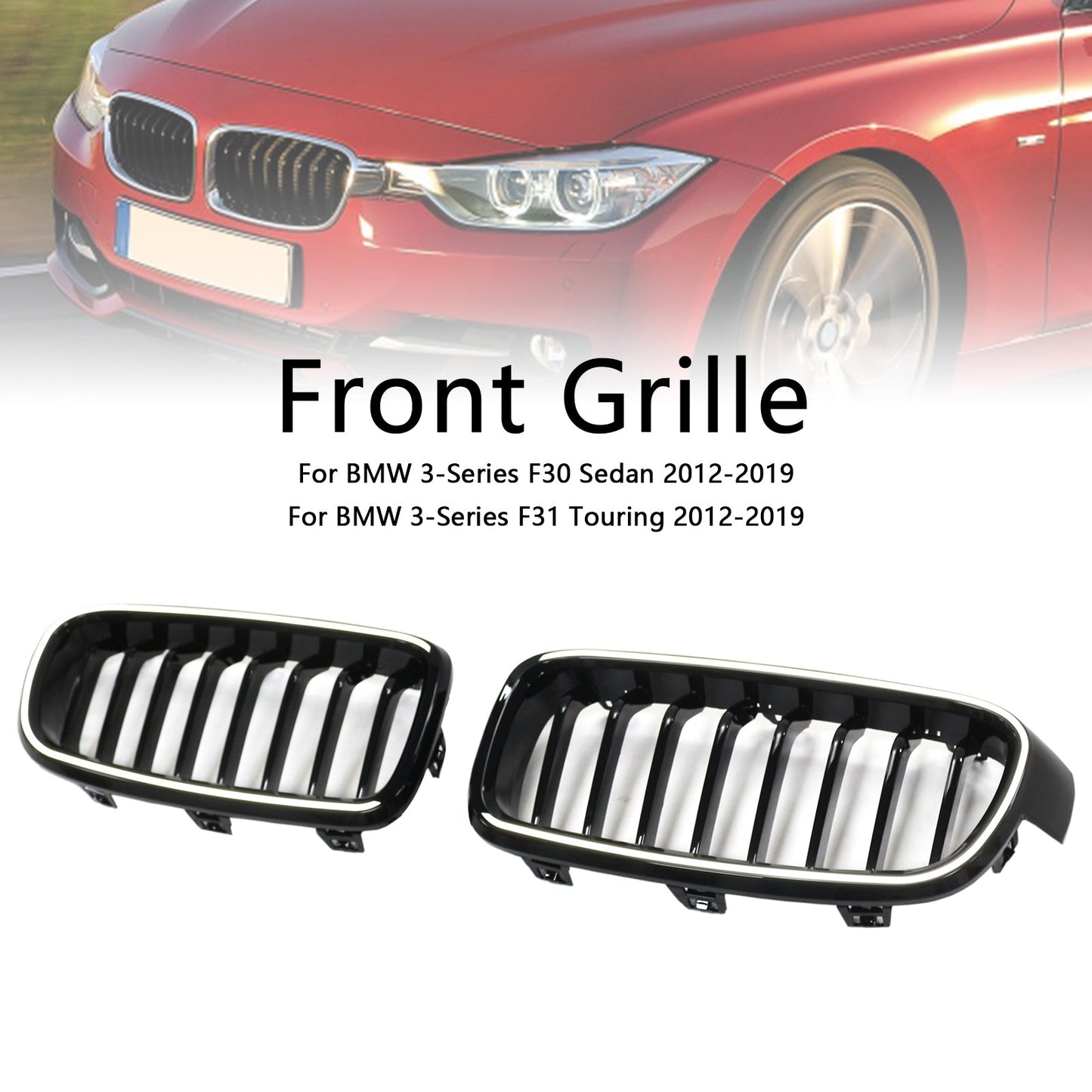 2012-2019 Gloss Black Front Kidney Grille Grill Fit BMW 3 Series F30 F31 F35